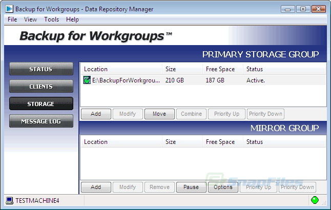 screenshot of Backup for Workgroups