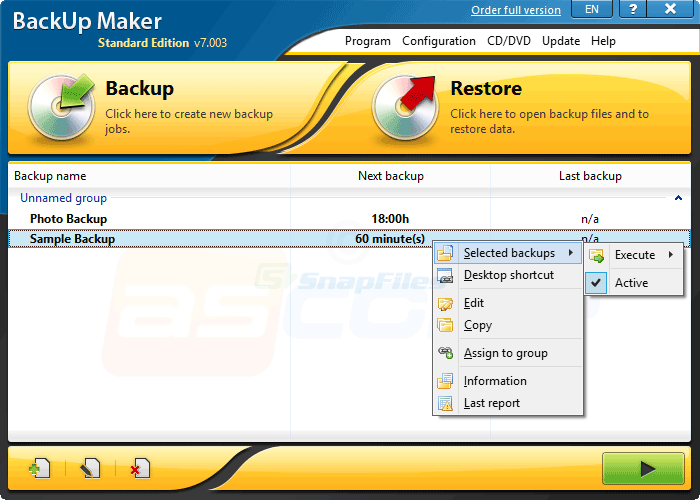 screen capture of BackUp Maker