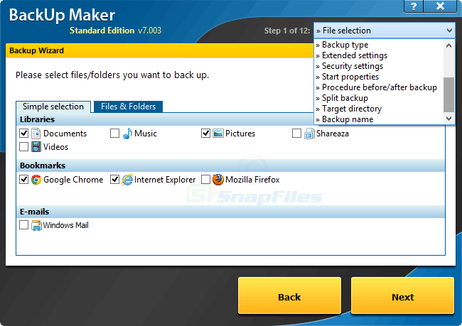 screenshot of BackUp Maker