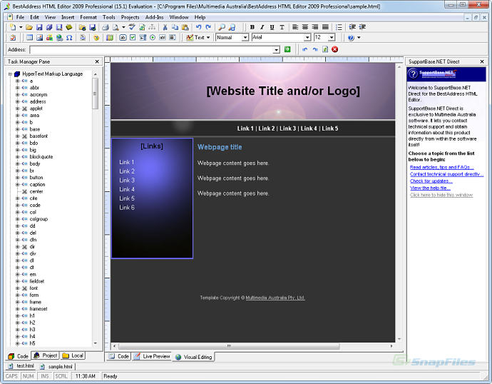 screen capture of BestAddress HTML Editor