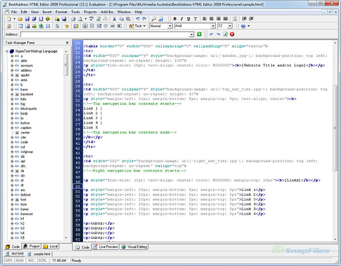 screenshot of BestAddress HTML Editor