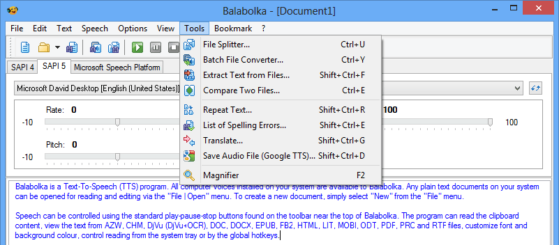 screenshot of Balabolka