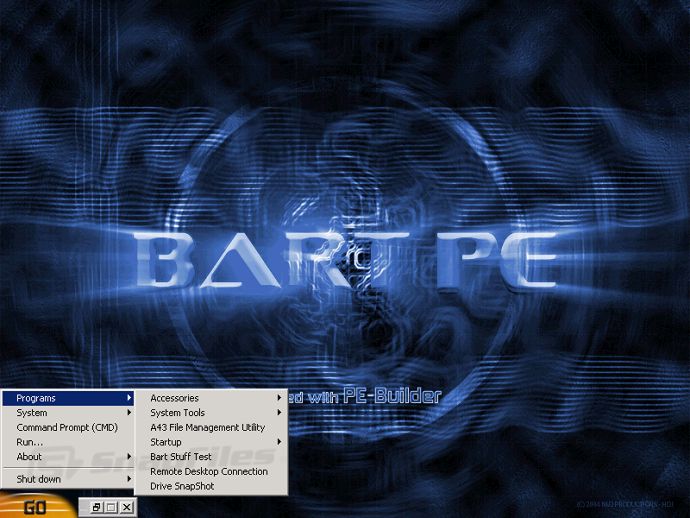 screenshot of BartPE
