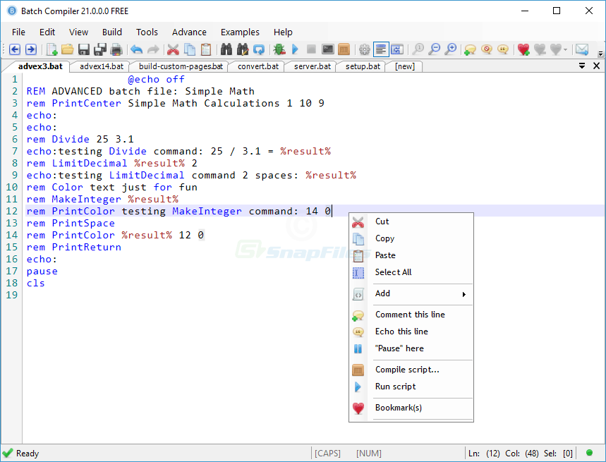screen capture of Batch Compiler