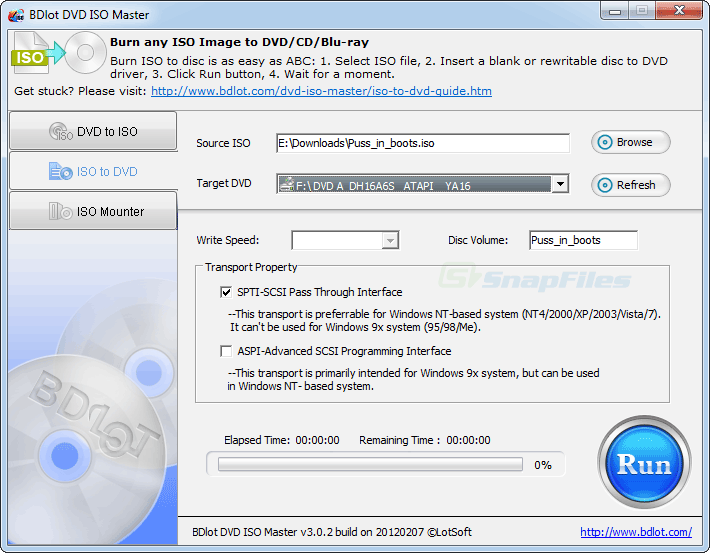 screenshot of BDlot DVD ISO Master