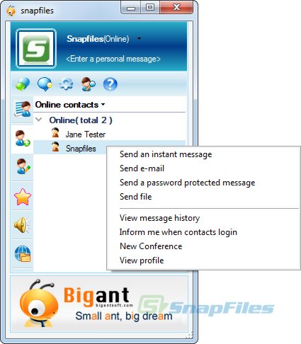 screen capture of BigAnt Office Messenger