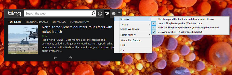 screenshot of Bing Desktop