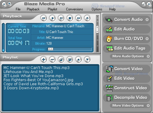 screen capture of Blaze Media Pro