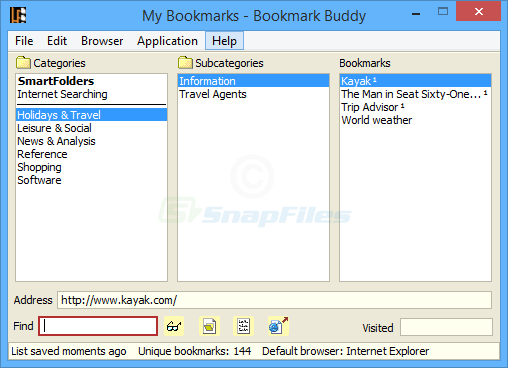 screen capture of Bookmark Buddy