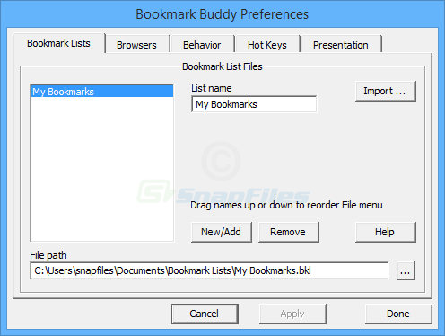 screenshot of Bookmark Buddy