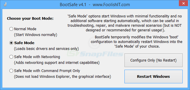 screen capture of BootSafe