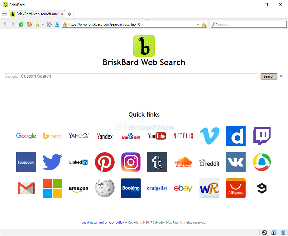 screen capture of BriskBard