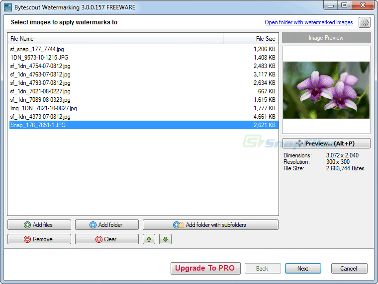 screen capture of Bytescout Watermarking (Free)