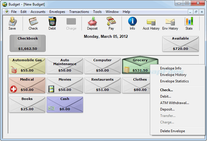 screen capture of Budget