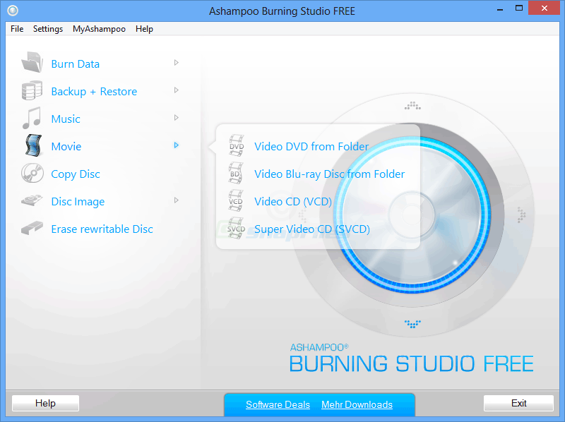 screenshot of Ashampoo Burning Studio Free