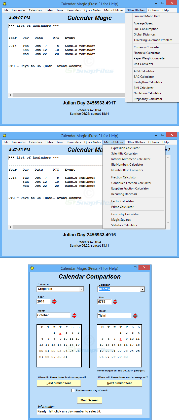 screenshot of Calendar Magic