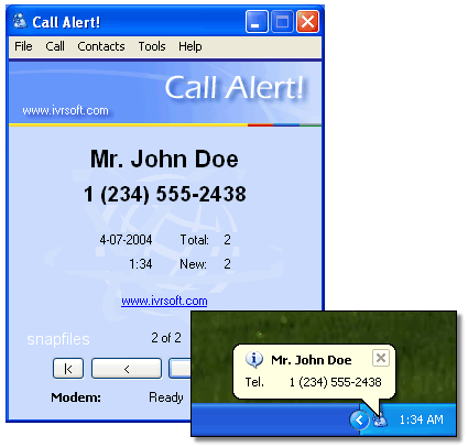 screen capture of Call Alert!