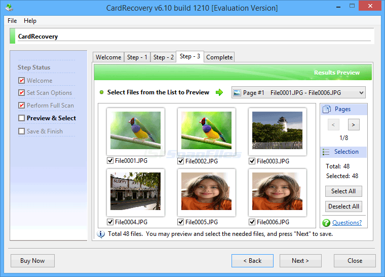 screenshot of CardRecovery