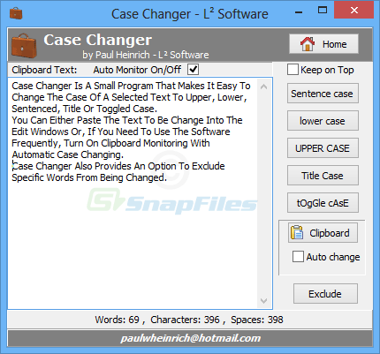 screen capture of Case Changer