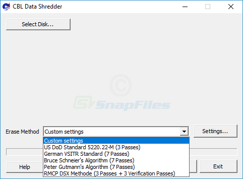 screen capture of CBL Data Shredder