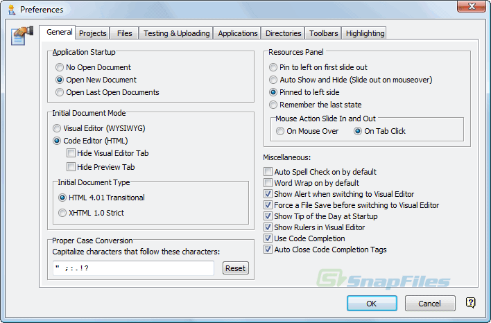 screenshot of CoffeeCup HTML Editor