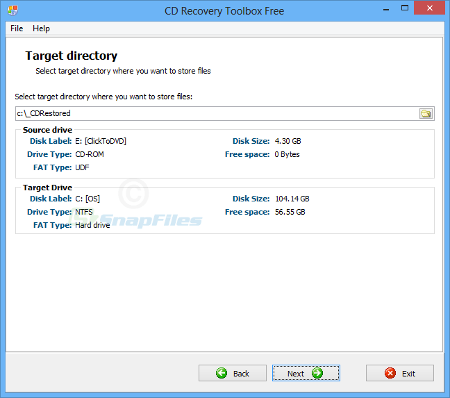 screenshot of CD Recovery Toolbox Free
