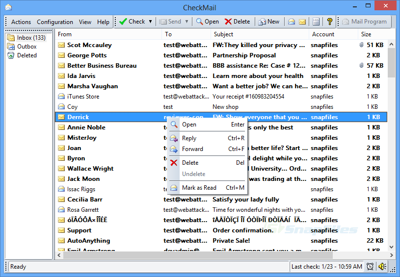 screen capture of CheckMail