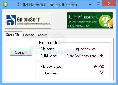 screen capture of CHM Decoder
