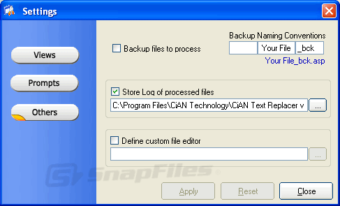 screenshot of CiAN Text Replacer