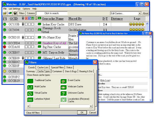 screen capture of Watcher - A GPX Utility