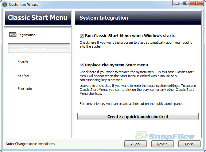 screenshot of Classic Start Menu