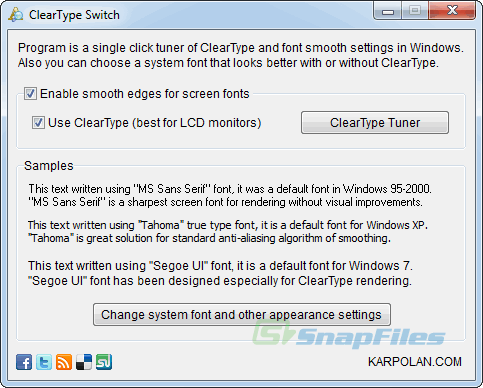 screen capture of ClearType Switch