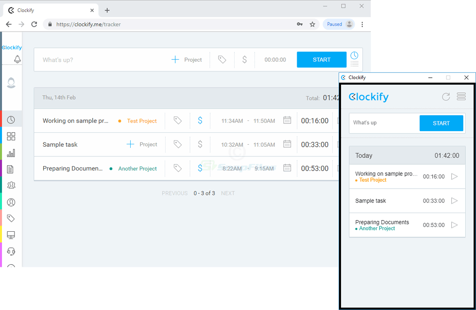 screenshot of Clockify
