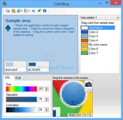 screen capture of ColorBug