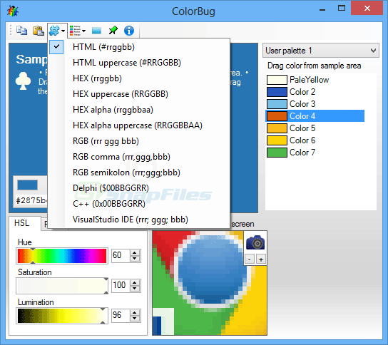screenshot of ColorBug