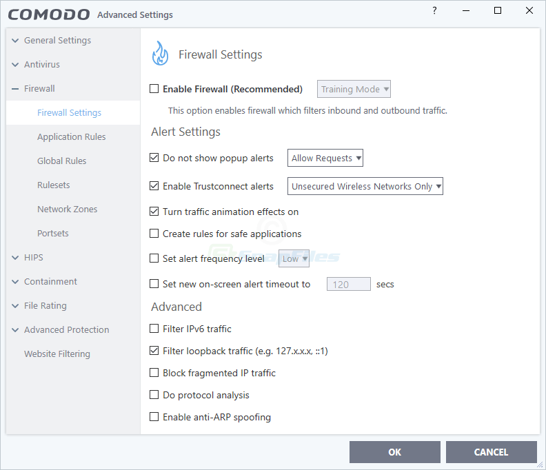 screenshot of Comodo Internet Security