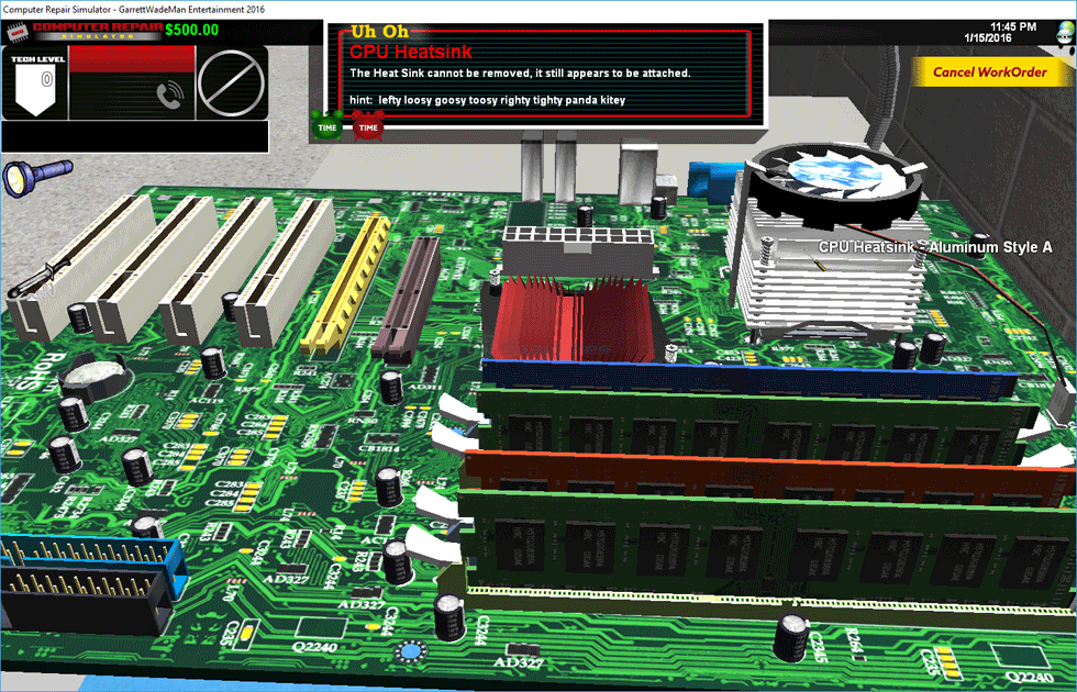 screen capture of Computer Repair Simulator
