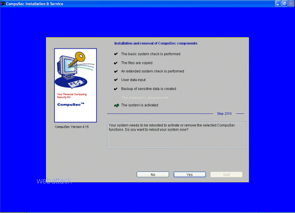 screen capture of CompuSec PC Security Suite