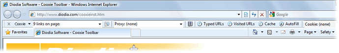 screen capture of Cooxie Toolbar for IE