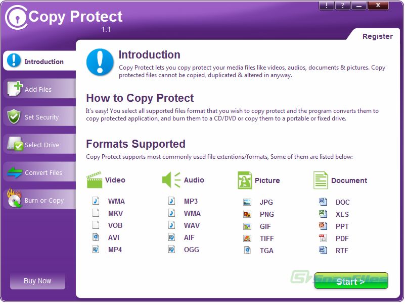 screen capture of Copy Protect