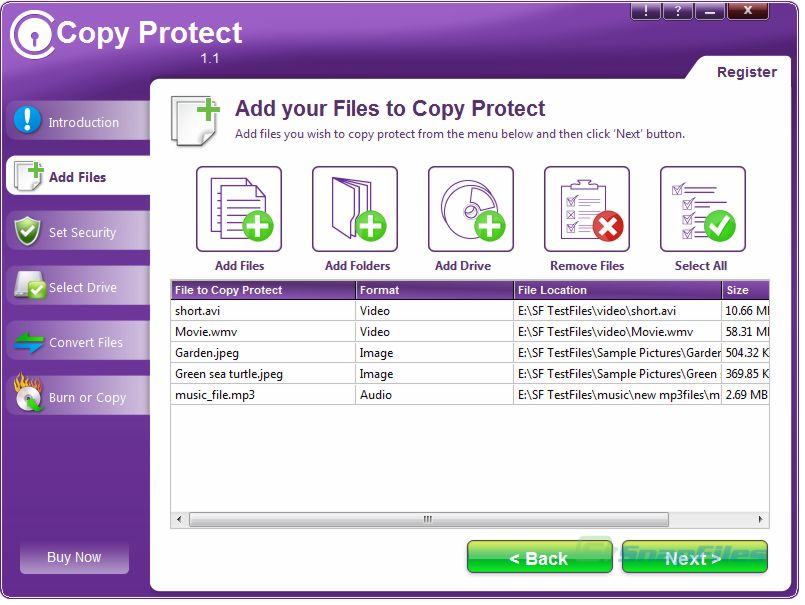 screenshot of Copy Protect