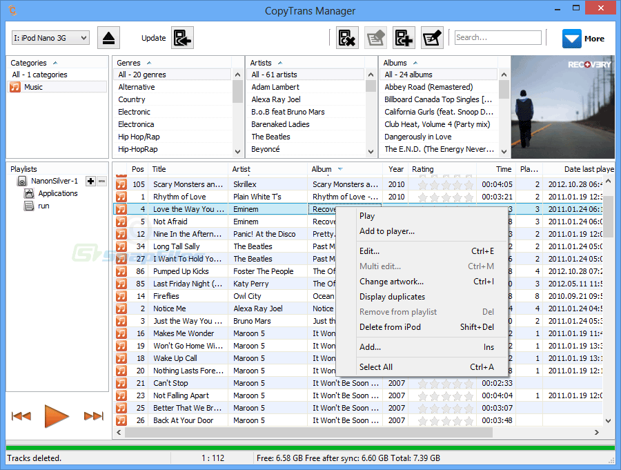 screen capture of CopyTrans Manager
