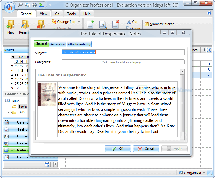 screenshot of C-Organizer Pro