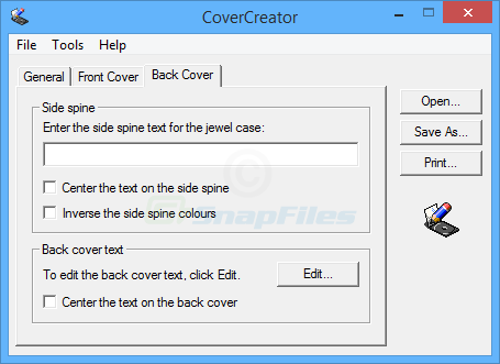 screenshot of CoverCreator