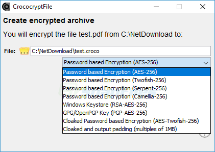 screen capture of CrococryptFile