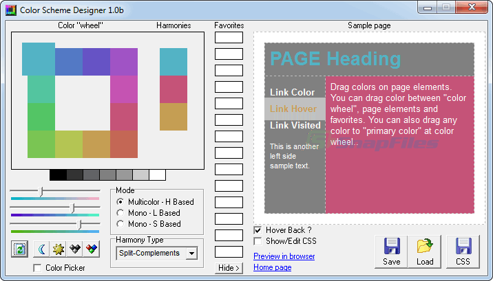 screen capture of Color Scheme Designer