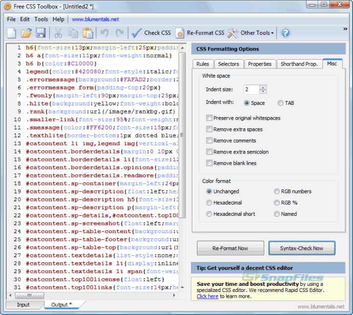 screenshot of Free CSS Toolbox