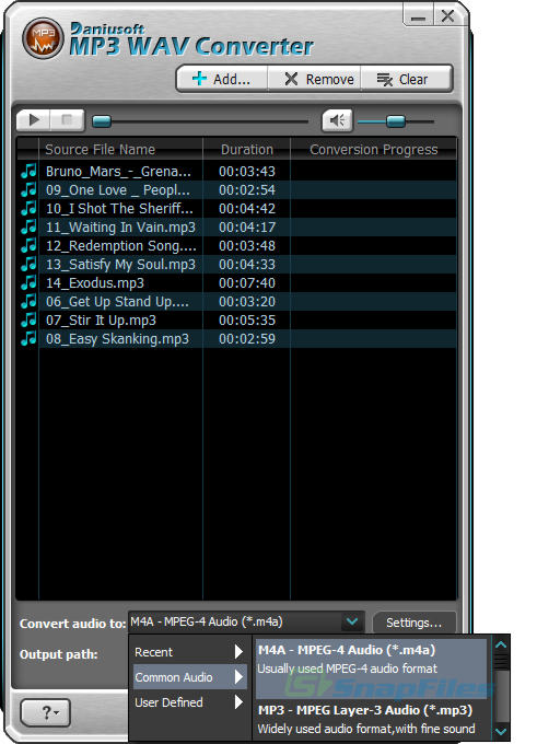 screen capture of Daniusoft MP3 WAV Converter