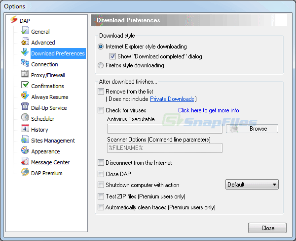 screenshot of Download Accelerator Plus