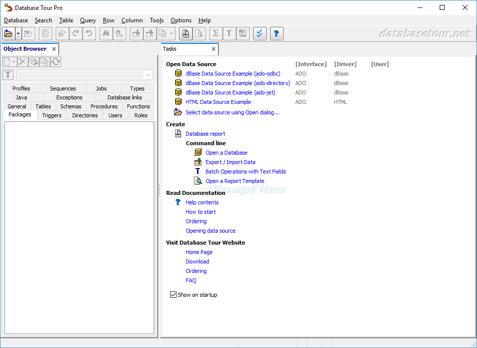 screen capture of Database Tour Pro
